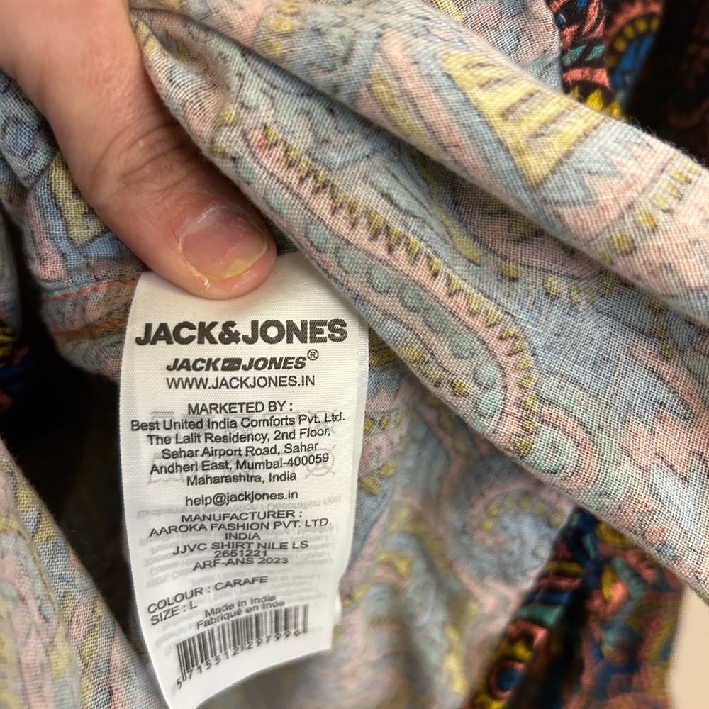 NWT Jack & Jones L regular fit 100% cotton multicolored button down shirt - Picture 12 of 16